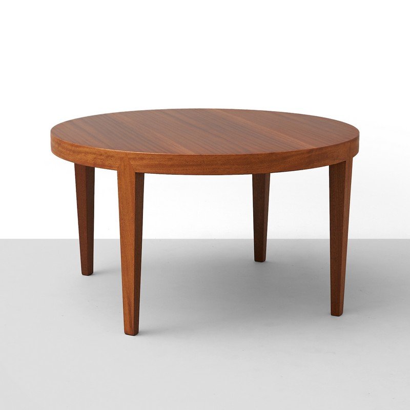 Severin Hansen Jr., Mahogany Coffee Table: By Severin Hansen Jr., a model #170 coffee table for Haslev. Exceptional grain.Denmark, c.1950sDiameter : 35.5", Height: 19.5"Mahogany
