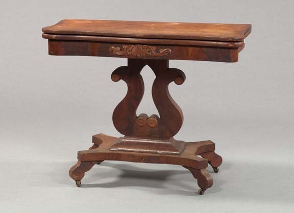 American Empire Flame Mahogany Games Table,
