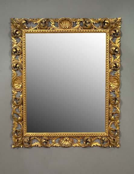 Continental Gesso Giltwood Looking Glass,