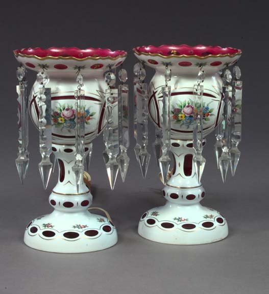 Pair of Bohemian Glass Lustres