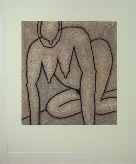 Robert Gordy (American, New Orleans, 1933-1986): Robert Gordy (American, New Orleans, 1933-1986) "Female Nude", 1983, monotype, image 26" x 24", pencil signed and dated lower right margin: "R. Gordy '83". Glazed, matted and presented in a polychrome