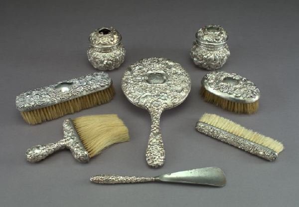 Stieff Sterling Silver "Repousse" Toilette Service