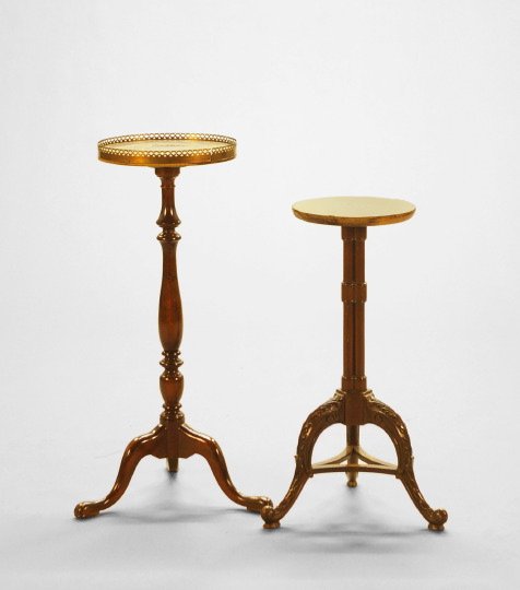 Two English Mahogany Stands,: Two English Mahogany Stands, first quarter 20th century, the first an Edwardian carved mahogany tripodal kettle stand, in the style of Thomas Chippendale, and the second a George V mahogany fern stand