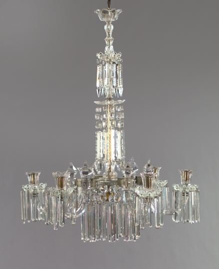 Good Edwardian Cut Glass Tiered Chandelier