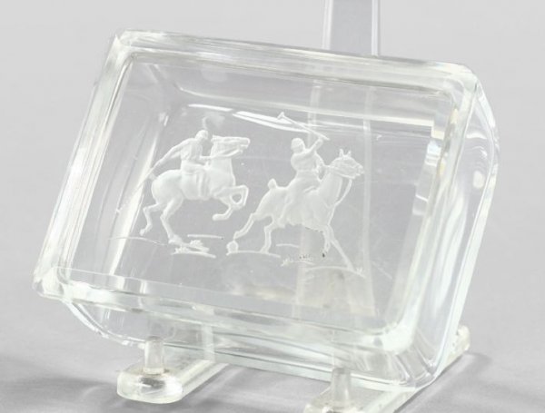 Engraved Steuben Glass Cigarette Box,