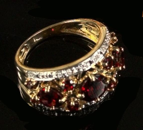 Yellow Gold, Garnet and Diamond Ring