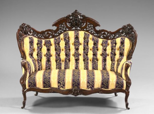 American Rococo Revival Laminated Rosewood Settee