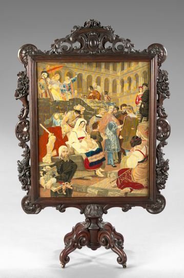 American Rococo Revival Solid Rosewood Firescreen