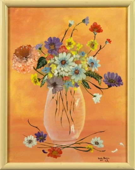 Earl M. Wilson (American, b. 1946): Earl M. Wilson (American, b. 1946) "Homage to Henri Matisse: Vase of Flowers", oil on canvas, 1984, 18" x 14", signed and dated lower right "Earl Wilson '84". Presented in an ecru lacquered wooden fra
