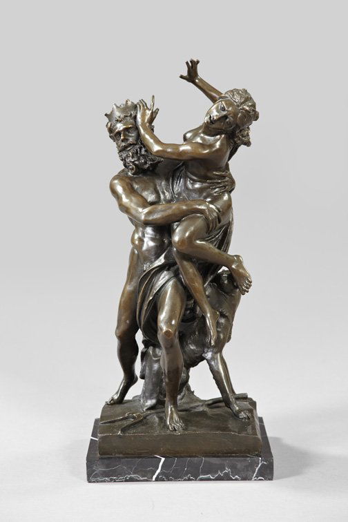 After Gian Lorenzo Bernini (Italian, 1598-1680): After Gian Lorenzo Bernini (Italian, 1598-1680) "Orpheus and Eurydice with Cerberus at the Gates of Hell", a large patinated bronze group, first quarter 20th century, signed in script "Bernini" at one