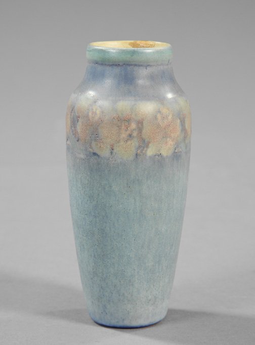 Newcomb College Pottery Vellum-Glazed Vase,: Newcomb College Pottery Vellum-Glazed Vase, first quarter 20th century, of small baluster form, decorated by Sarah Agnes Estelle "Sadie" Irvine (1887-1970), the base with the original Newcomb Pottery 