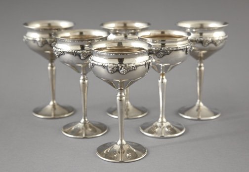 Set of Six Silverplated Nickel Silver Wine Goblet