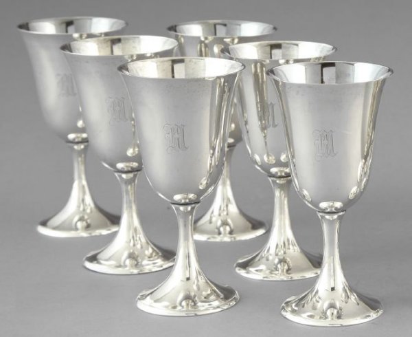 Set of Six Frank M. Whiting Sterling Silver Goble