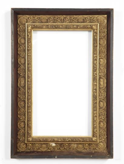 Early American Rococo Giltwood Box Frame: Early American Rococo Giltwood/Shadow Box Frame, mid-19th century, h. 38-1/4", w. 28-1/4", d. 3-3/4".