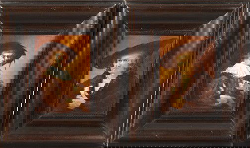 Tressemann and Vogt, Porcelain Plaques: Pair of Tressemann and Vogt, Limoges, Sepia-Painted Porcelain Plaques, fourth quarter 19th century, depicting, respectively, a Dutch burgher after Frans Hals (Dutch, 1580-1666) and the philosopher Era