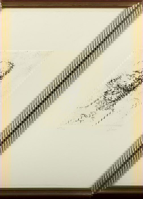 Jack Levine (American/New York, b. 1915): Jack Levine (American/New York, b. 1915) "Prussian General (State One)", 1966 etching, pencil signed lower right "J. Levine", numbered in pencil lower left "27/100", sight 23" x 15". Glazed and presen