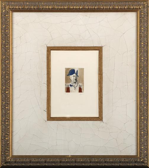 Jack Levine (American/New York, b. 1915): Jack Levine (American/New York, b. 1915) "Portrait of a Napoleonic General", etching, pencil signed lower right "J. Levine", numbered in pencil lower left "67/120", sight 10-1/2" x 7-1/2". Glazed, han