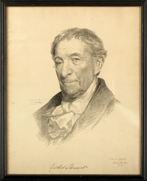 Albert Rosenthal (American, 1863-1939): Albert Rosenthal (American, 1863-1939) "Gilbert Stewart", lithograph, signed in pencil lower right, pencil titled lower center, sight 23-1/2" x 18-1/2". Glazed and presented in a parcel-gilt and eboni