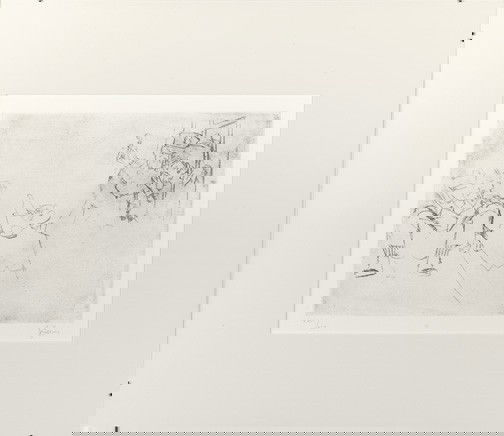 Jack Levine (American/New York, b. 1915): Jack Levine (American/New York, b. 1915) "Jenny Visits McHeath", lithograph, signed in pencil lower right "J. Levine", numbered lower left "XXVI/XLV", sight 10" x 13". Glazed, matted and mounted for h