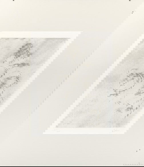 Jack Levine (American/New York, b. 1915): Jack Levine (American/New York, b. 1915) "Thieves", soft ground etching, signed in pencil lower right "J. Levine", numbered lower left "XXVI/XLV", sight 13" x 10". Glazed, matted and mounted for hangi