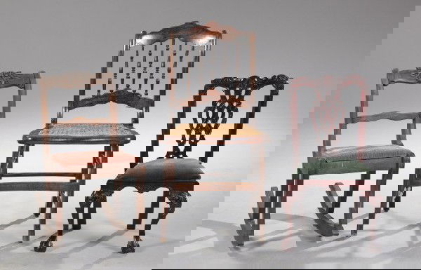 Group of Three Child's Chairs,: Group of Three Child's Chairs, consisting of a Chippendale-style mahogany sidechair with ball-and-claw feet; a Duncan Phyfe-style mahogany rocking chair, early 20th century; and a faux-grained rosewoo