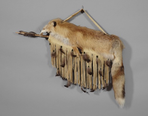 Navajo Indian Red Fox Quiver and Two Arrows,: Navajo Indian Red Fox Quiver and Two Arrows, fitted with a hanging strap, h. 17", l. 58", d. 3".