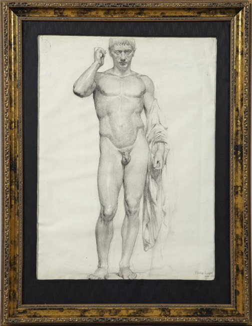 Philip Evergood (American, 1901-1973): Philip Evergood (American, 1901-1973) "Study of a Classical Statue", graphite on paper, signed and dated lower right "Philip Evergood, Paris 1925", sight 24" x 17". Glazed, matted and presented in a g