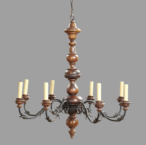 Large Italian Provincial Eight-Light Chandelier