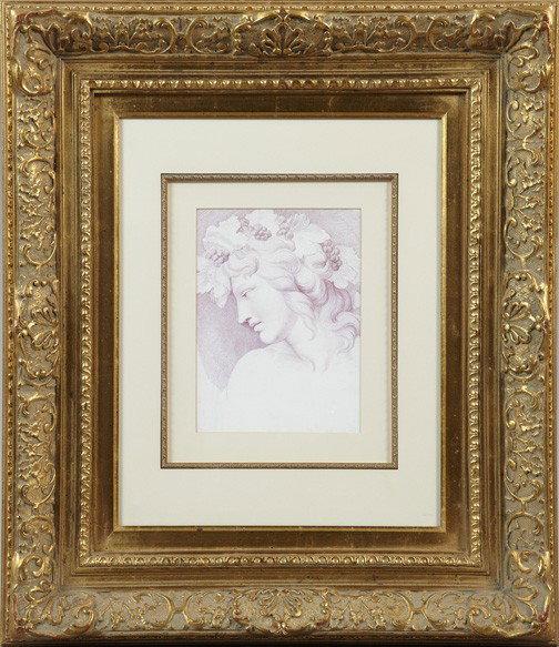 French School (21st Century): French School (21st Century) "Dionysian Head Studies", after an Antique, pair of giclee prints, sight 10-1/2" x 9-1/2". Double matted and presented in elaborate giltwood frames.