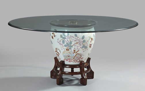 696 Chinese Fishbowl On Stand Dining Table