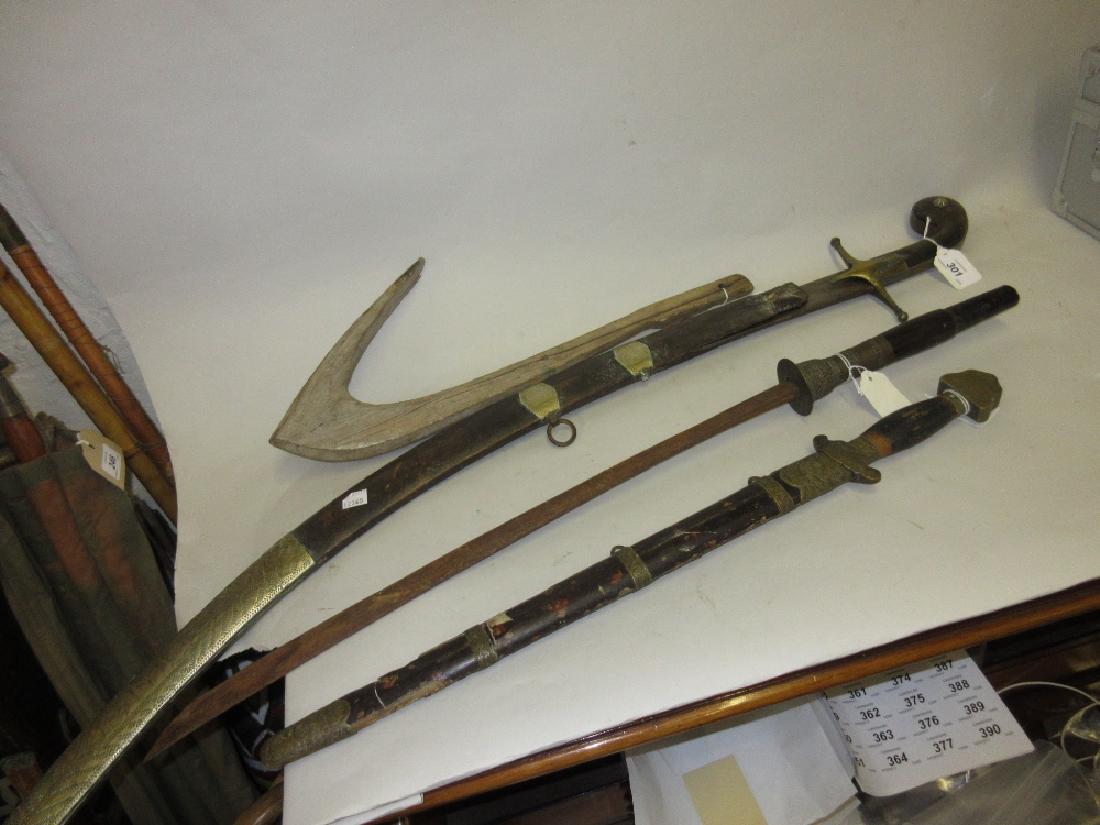 19th Century Eastern steel sabre with horn and brass (1 of 1)