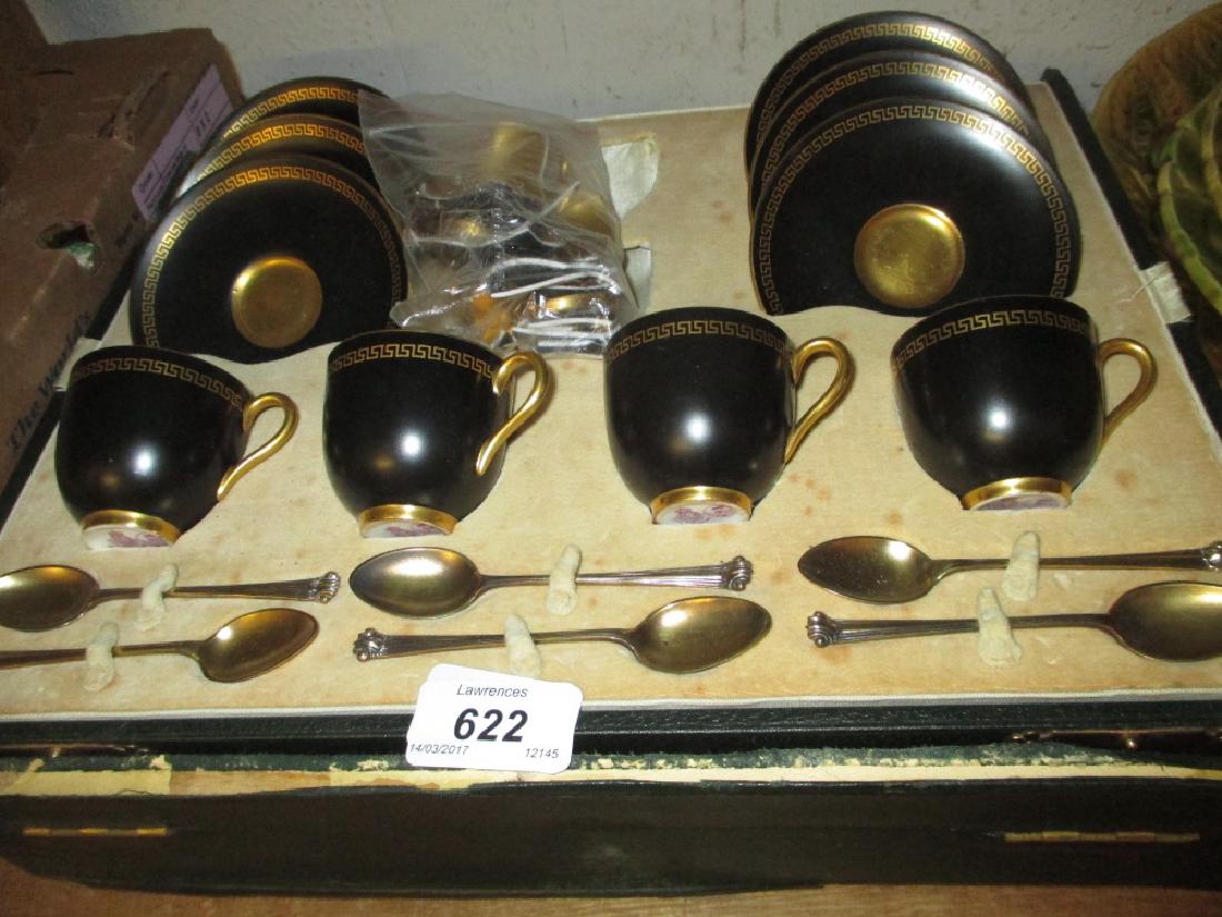 Cased part set of Royal Worcester black and gilt coffee (1 of 1)