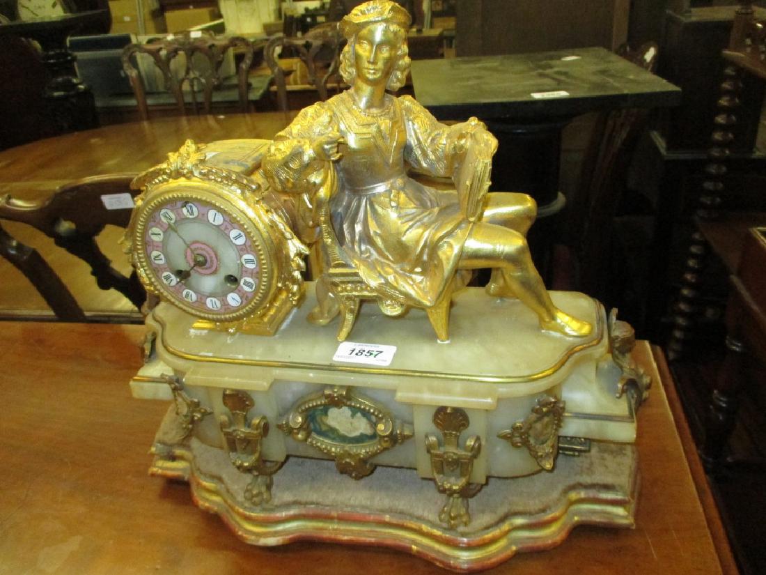 19th Century French gilded spelter and alabaster mantel (1 of 1)