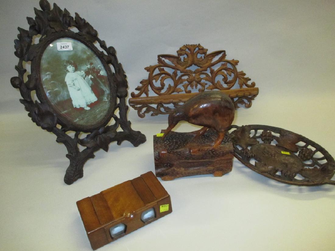 Black Forest carved oval easel mirror, similar folding (1 of 1)