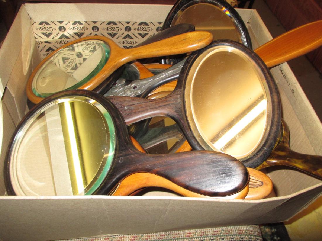 Collection of 19th and 20th Century ebony, satinwood: Collection of 19th and 20th Century ebony, satinwood and other dressing table mirrors, some with carved silver and pewter mounted decoration, various sizes