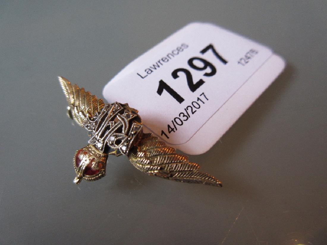 9ct Gold enamel decorated R.A.F. bar brooch (1 of 1)