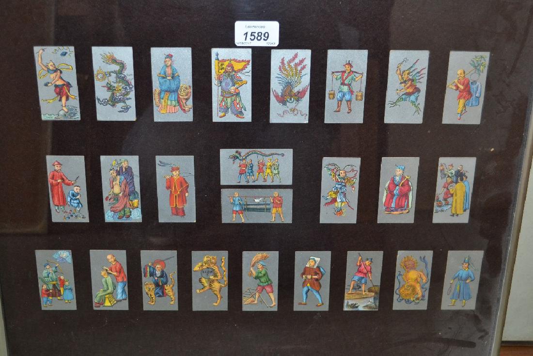 Framed set of twenty four cards (cigarette ?) depicting (1 of 1)
