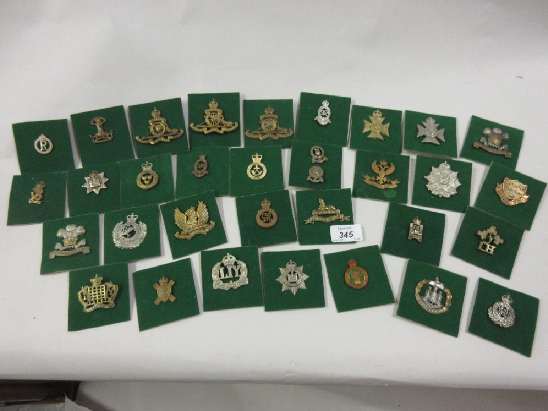 Quantity of various military cap badges mounted on (1 of 1)