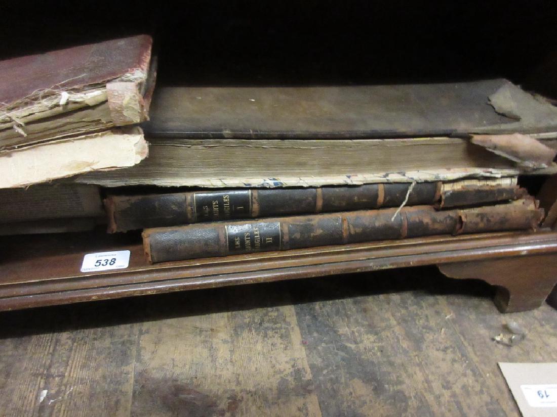 Large leather bound Book of Common Prayer dated 1822: Large leather bound Book of Common Prayer dated 1822 (binding a/f), ' Elaine Tennyson Dore ' with plates by H. Baker, leather bound volume ' Les Saints Evangelis Volume I and II ' and the Portable Fol