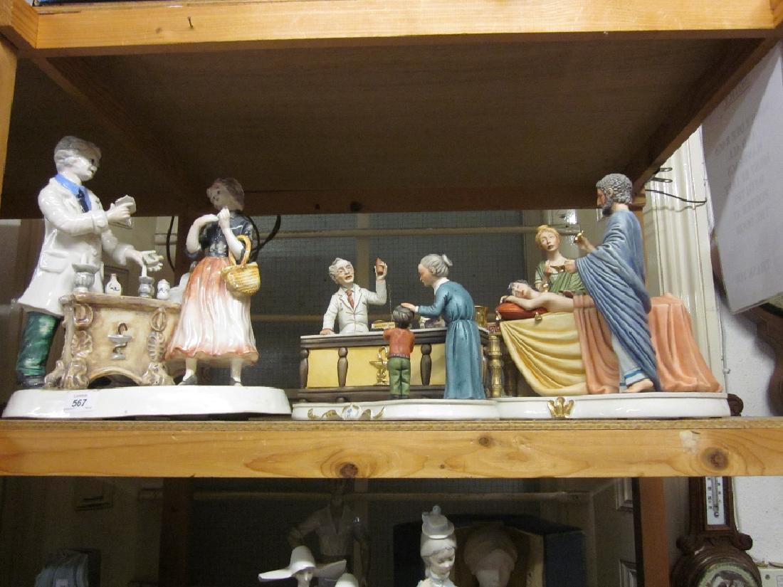 Three large Capo di Monte porcelain figural groups (1 of 1)