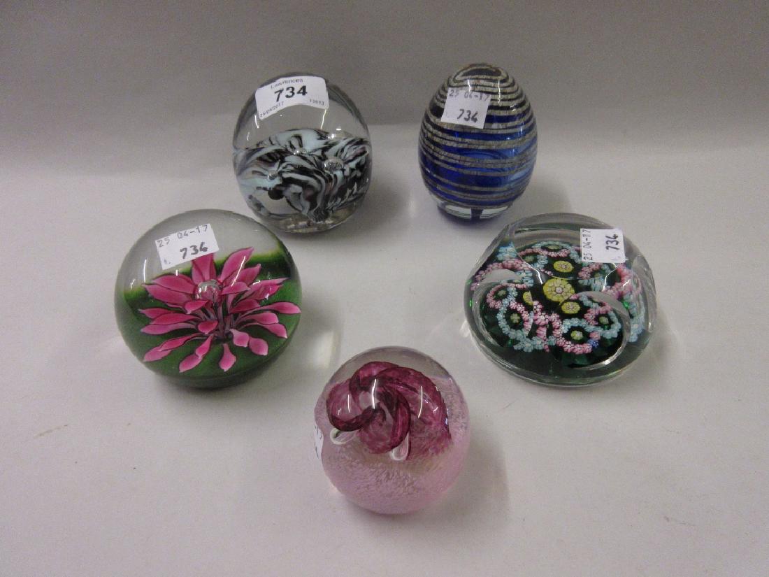 Collection of five various assorted paperweights (1 of 1)