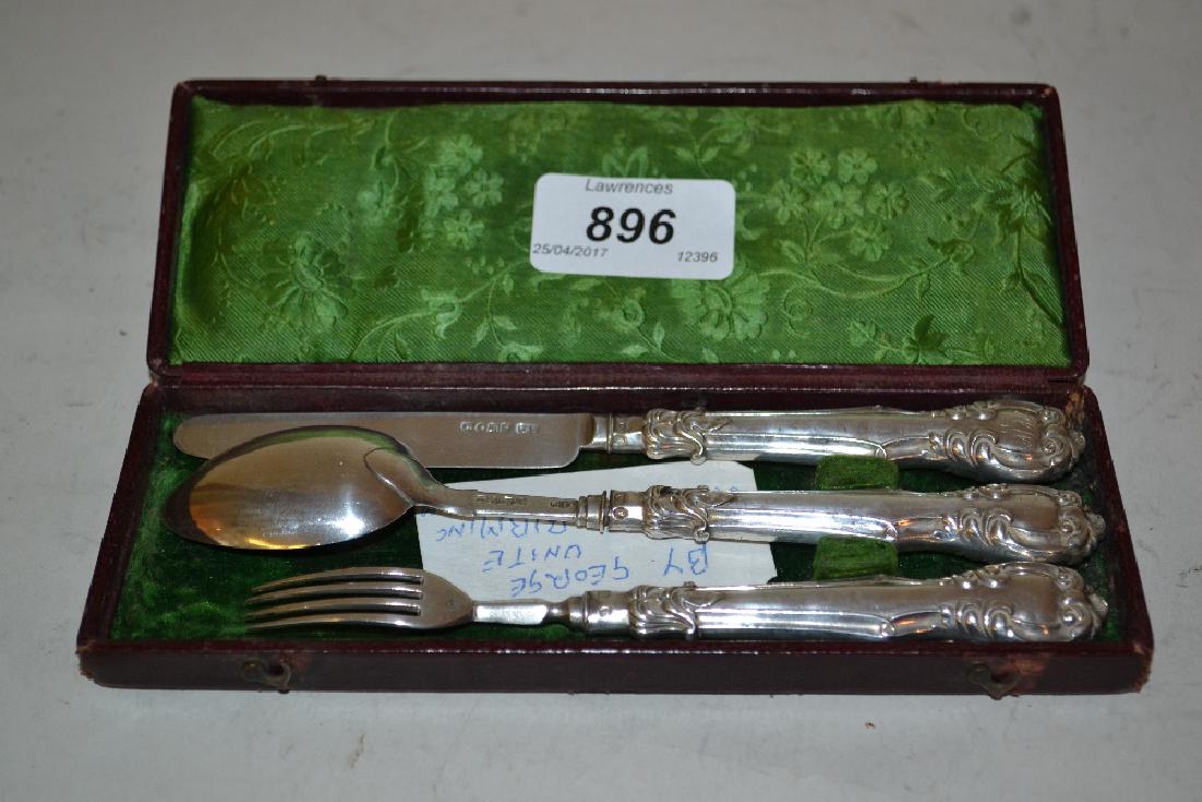 Early Victorian leather cased three piece silver (1 of 1)