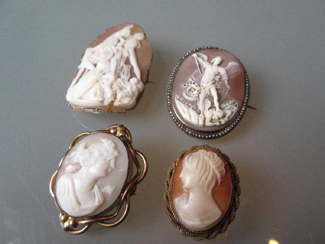 Three various carved shell cameo brooches together with (1 of 1)
