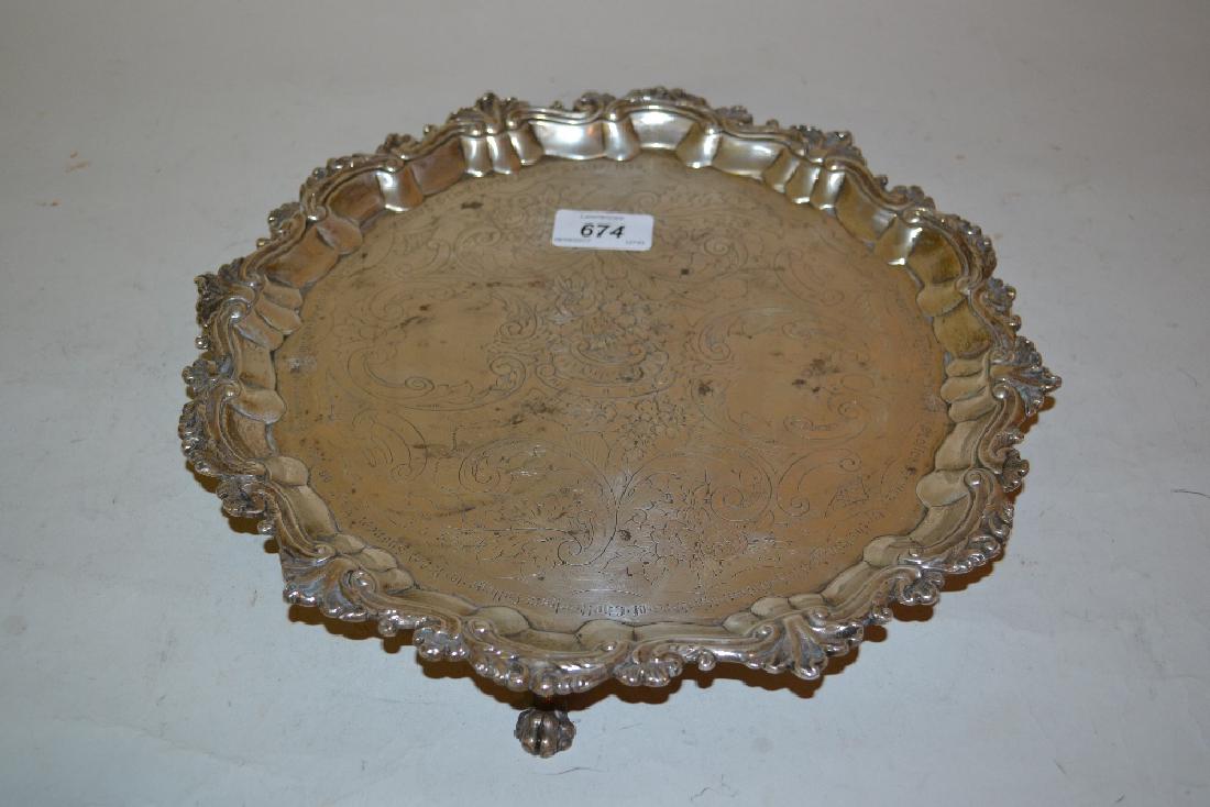 George II silver salver, the shaped shell pattern rim (1 of 1)