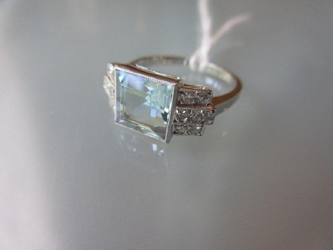 18ct White gold square aquamarine and diamond ring (1 of 1)