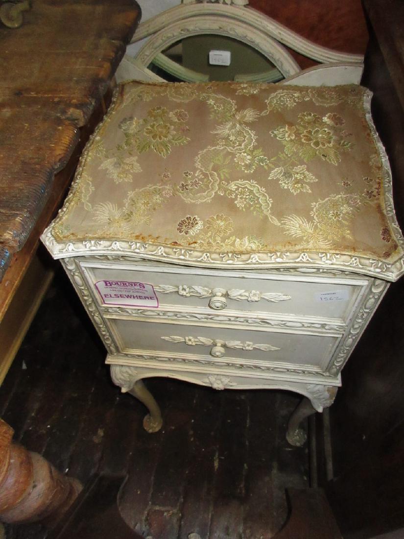 Cream painted dressing table, bedside cabinet, stool (1 of 1)