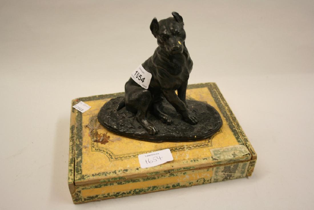 Spelter patinated figure of a seated dog and a small (1 of 1)