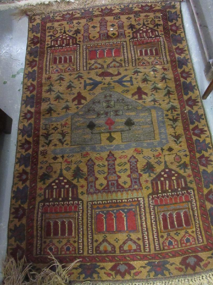 Afghan Belouch rug with tan ground, 4.5ft x 3ft and a (1 of 1)