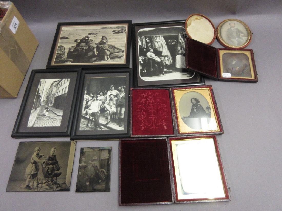 Group of early Daguerreotypes and Ambrotypes, together: Group of early Daguerreotypes and Ambrotypes, together with two similar unframed and four early photographs attributed to Frank Meadow Sutcliffe and John Thompson