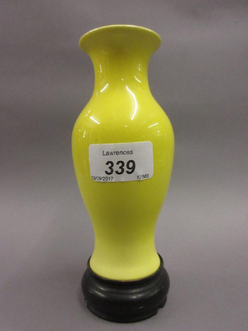 Chinese small yellow ground baluster form vase on a (1 of 1)